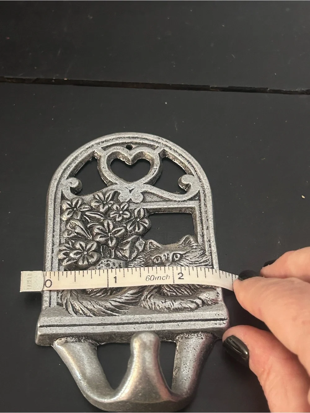Silver Cat Floral Wall Hook - Decorative Home Wall Decor